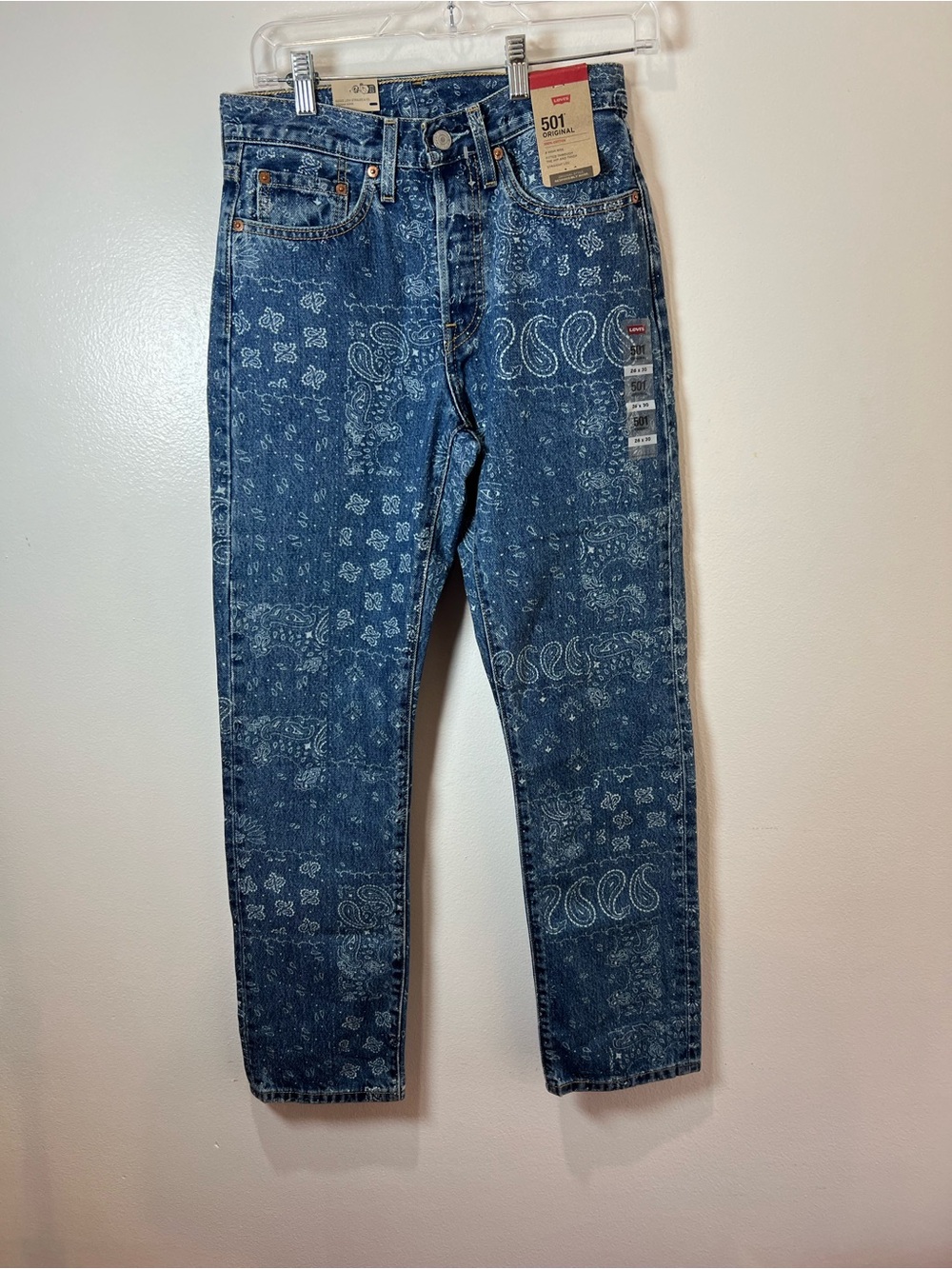 Levi's 501 Straight Bandana-Print Jeans in Indigo Blue
